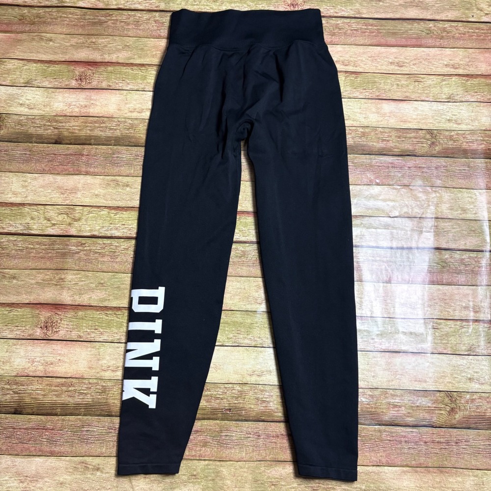 Victorias Secret PINK Active Seamless High Waisted Logo Leggings Black Medium